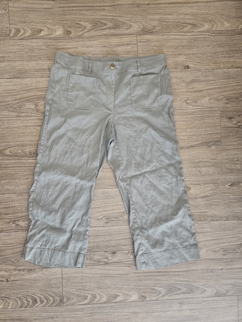J. Jill Linen Sage Green‎ Wide Leg Cropped Pants Size L